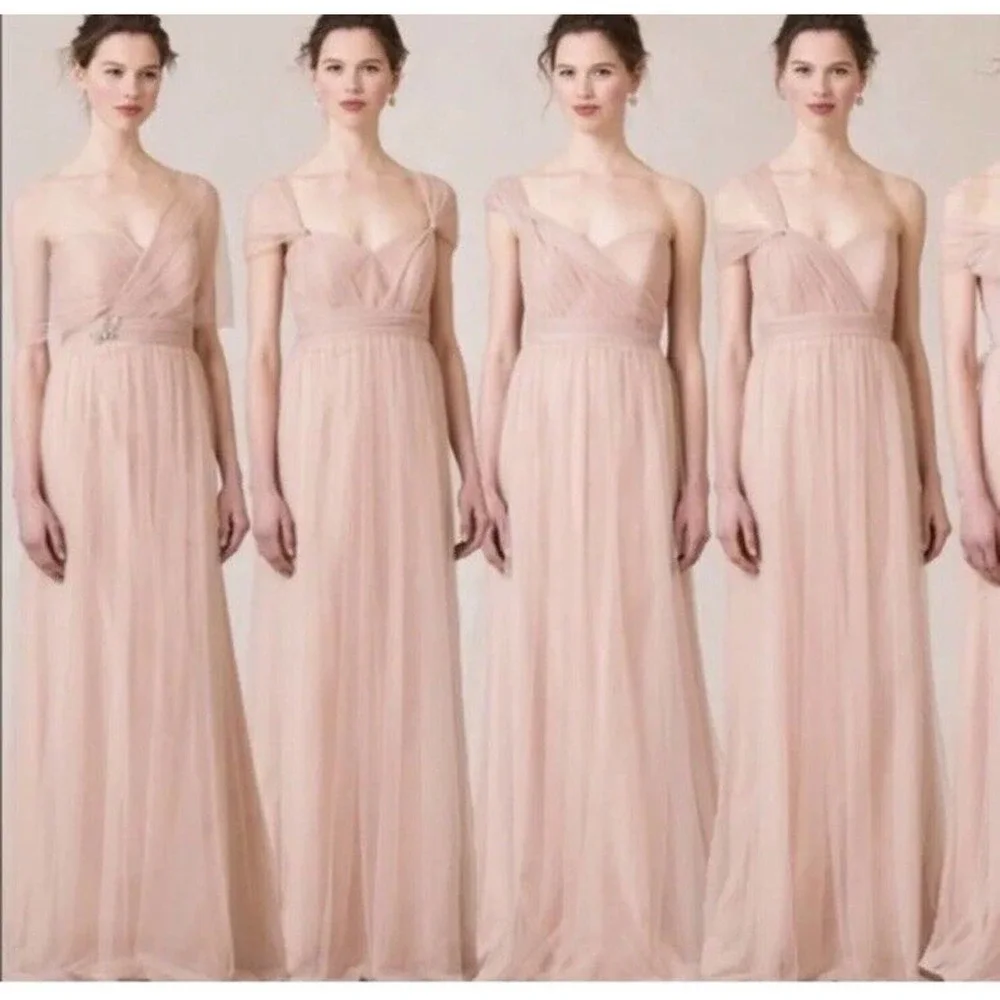 Jenny Yoo Annabelle Convertible Bridesmaid Prom Dress Sz 8 Rose Pink Tulle Long - Picture 2 of 10